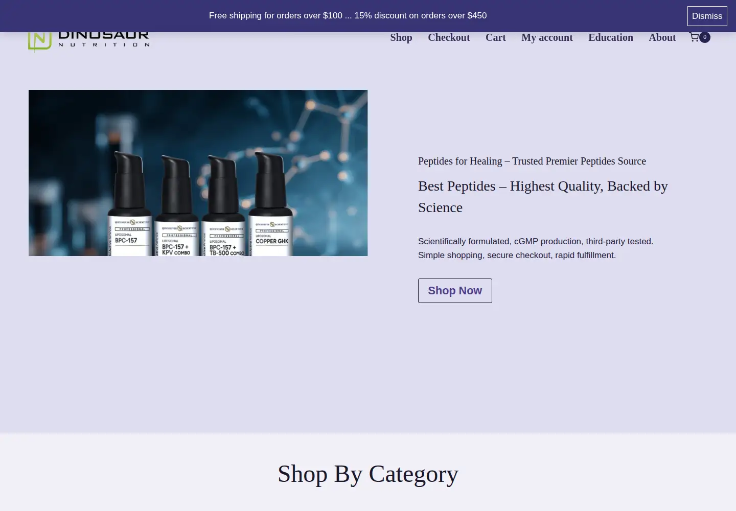 Captured homepage of dinosaurnutritionusa.com in the current scan