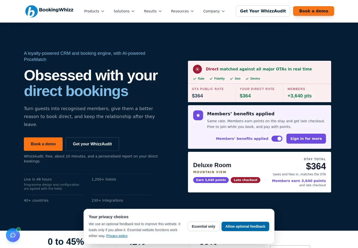 Captured homepage of bookingwhizz.com in the current scan