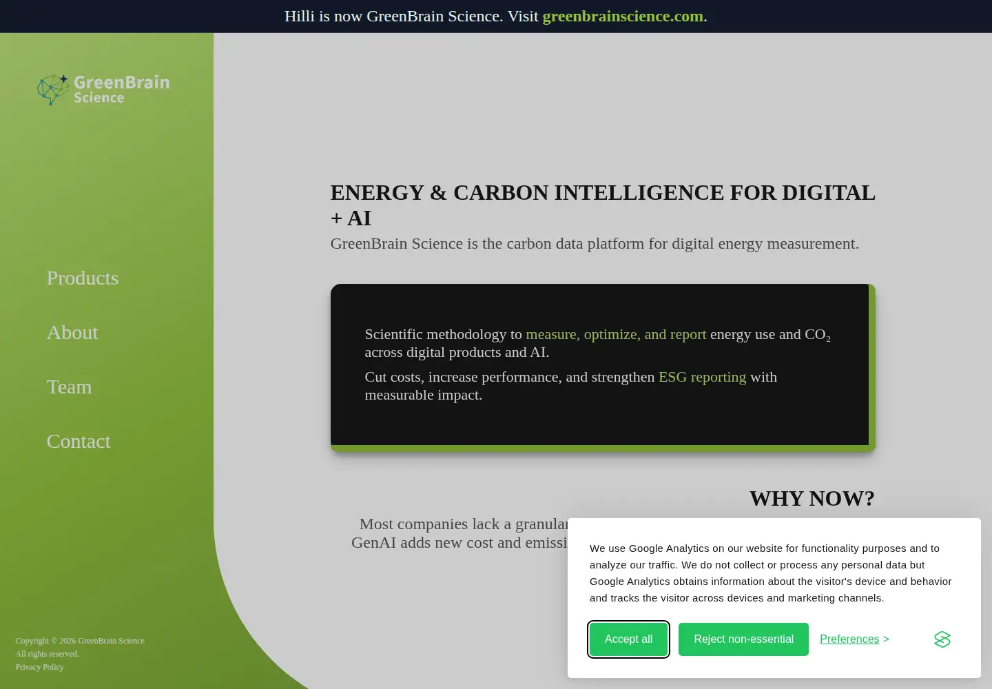 Captured homepage of hiili.org in the current scan