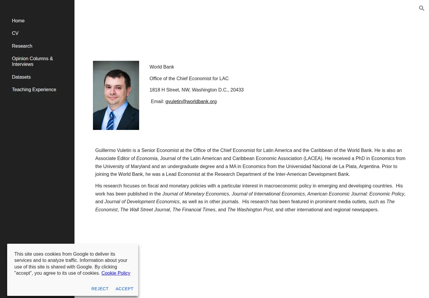 Screenshot of guillermovuletin.com