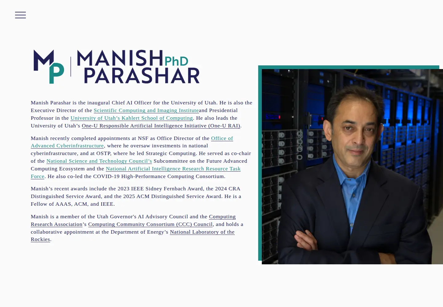 Captured homepage of manishparashar.org in the current scan