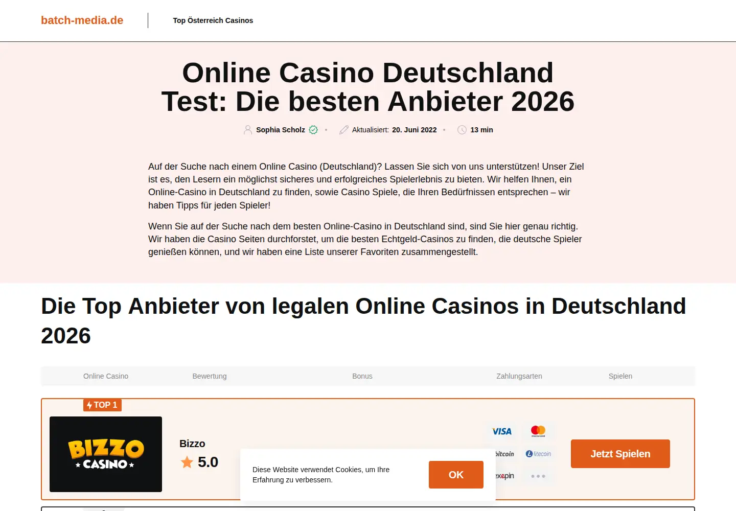 Captured homepage of batch-media.de in the current scan