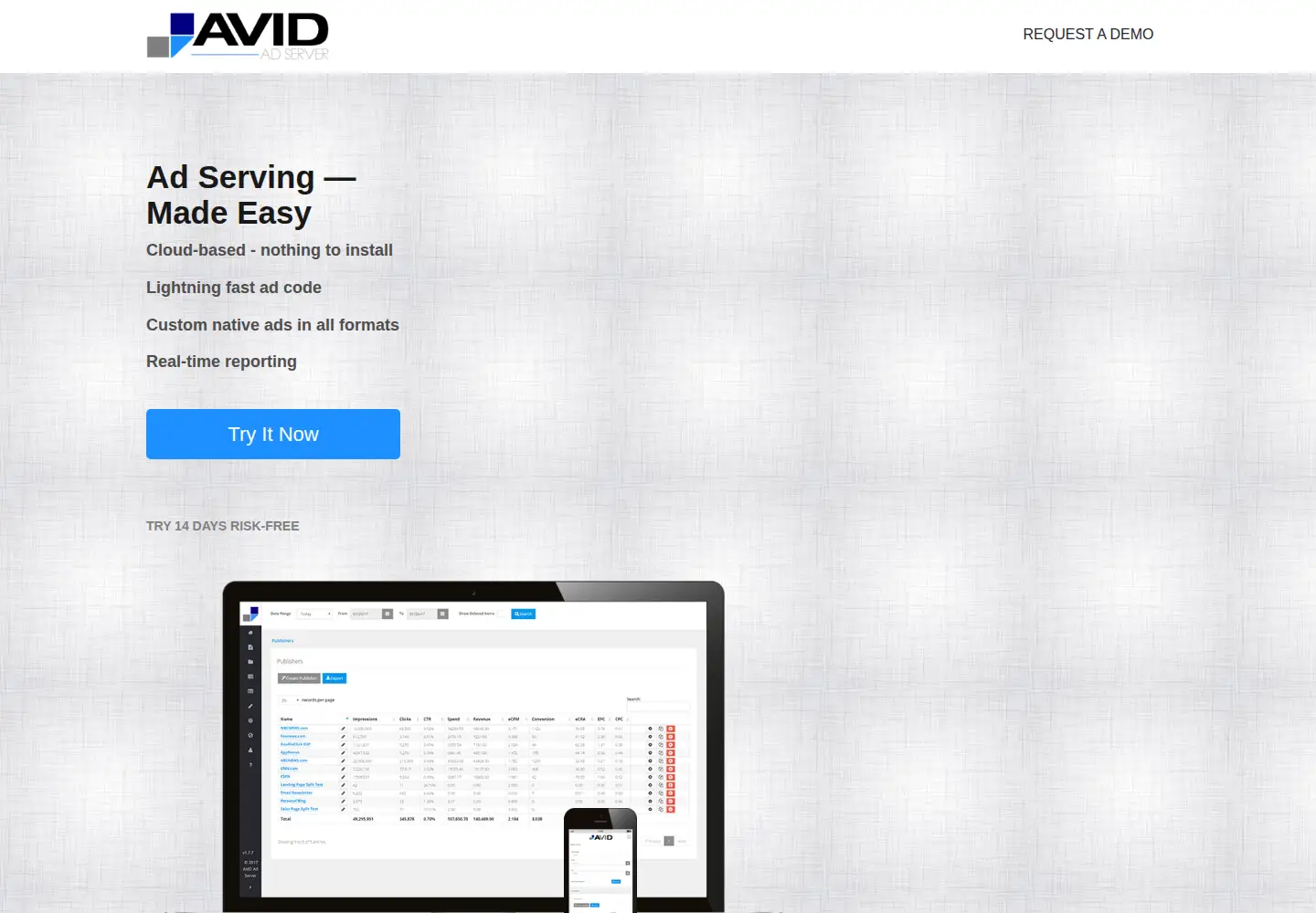 Screenshot of avidadserver.com