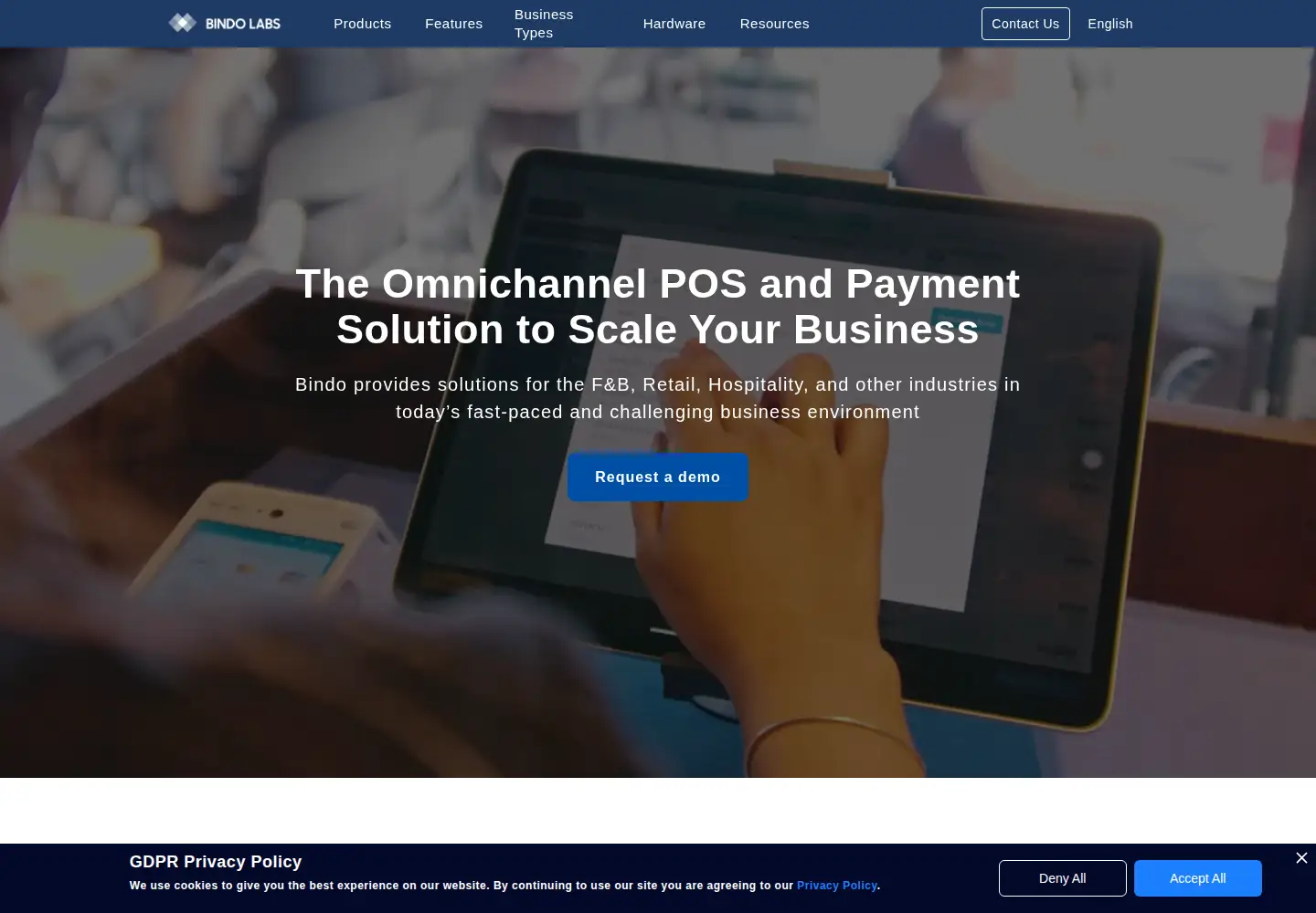 Captured homepage of bindo.co in the current scan