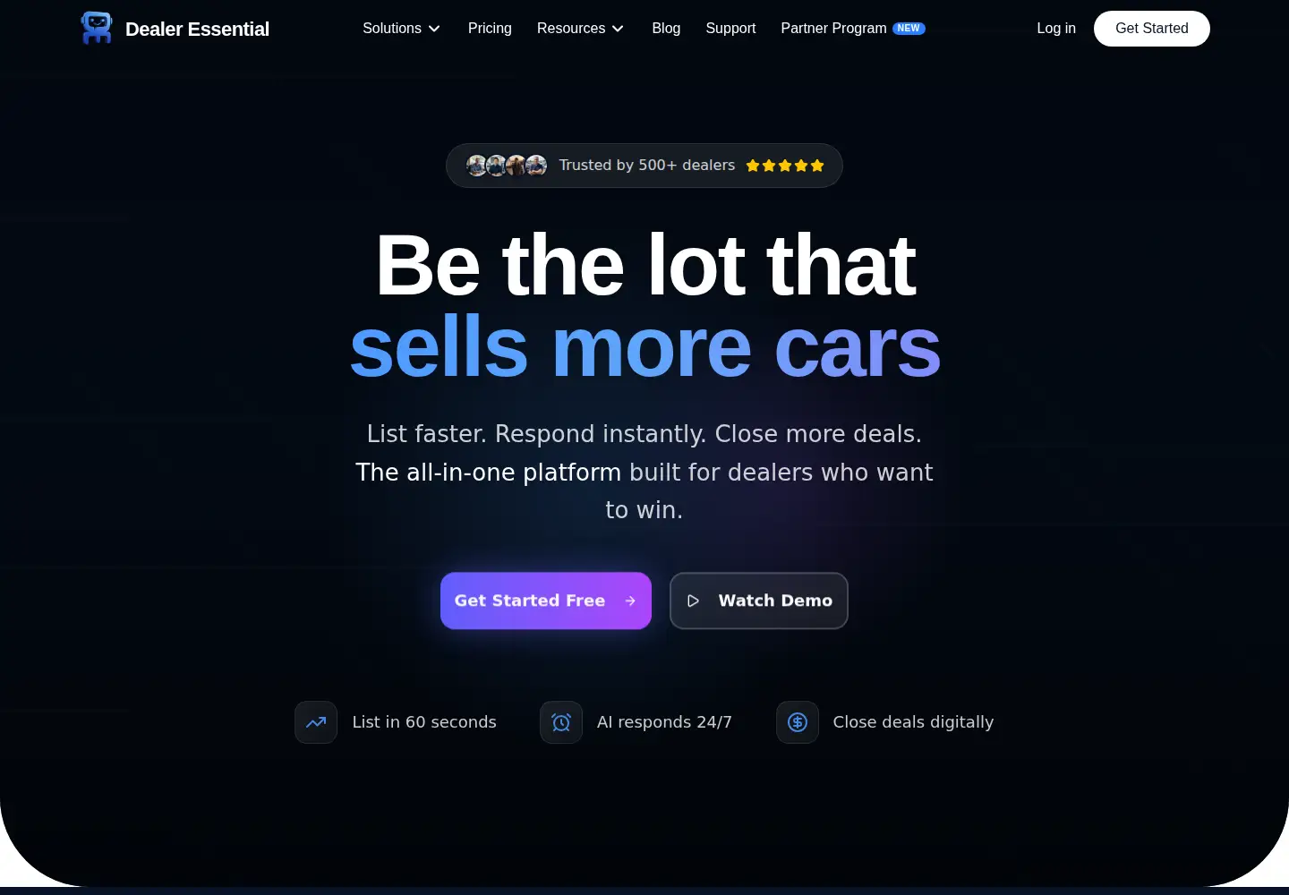 Screenshot of dealeressential.com