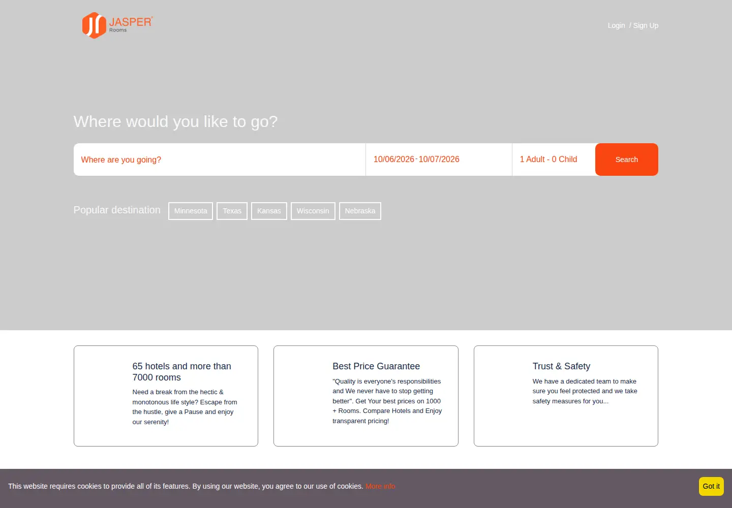 Screenshot of jasperrooms.com