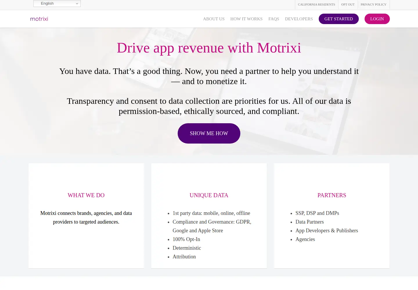 Captured homepage of motrixi.com in the current scan