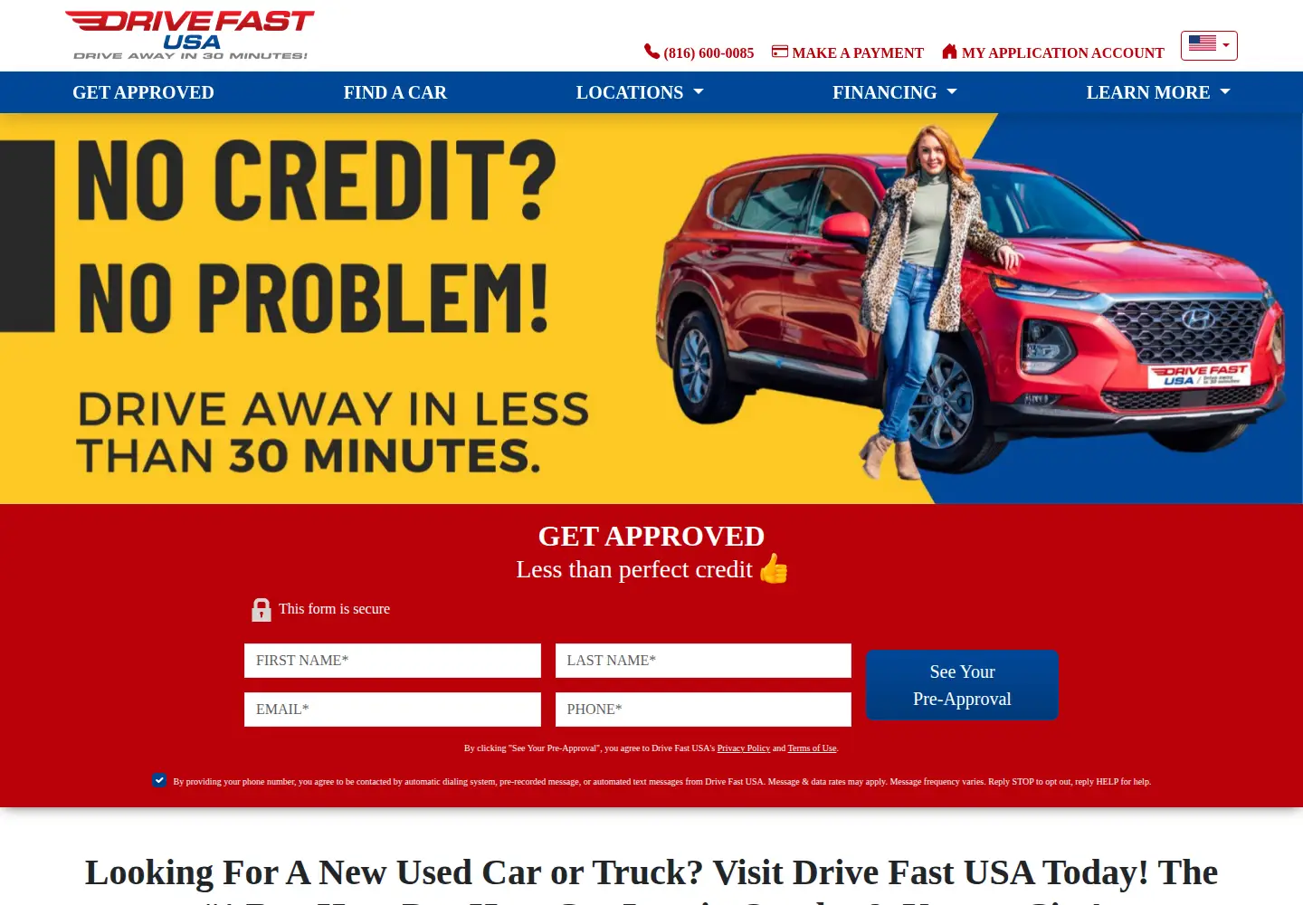Captured homepage of drivefastusa.com in the current scan