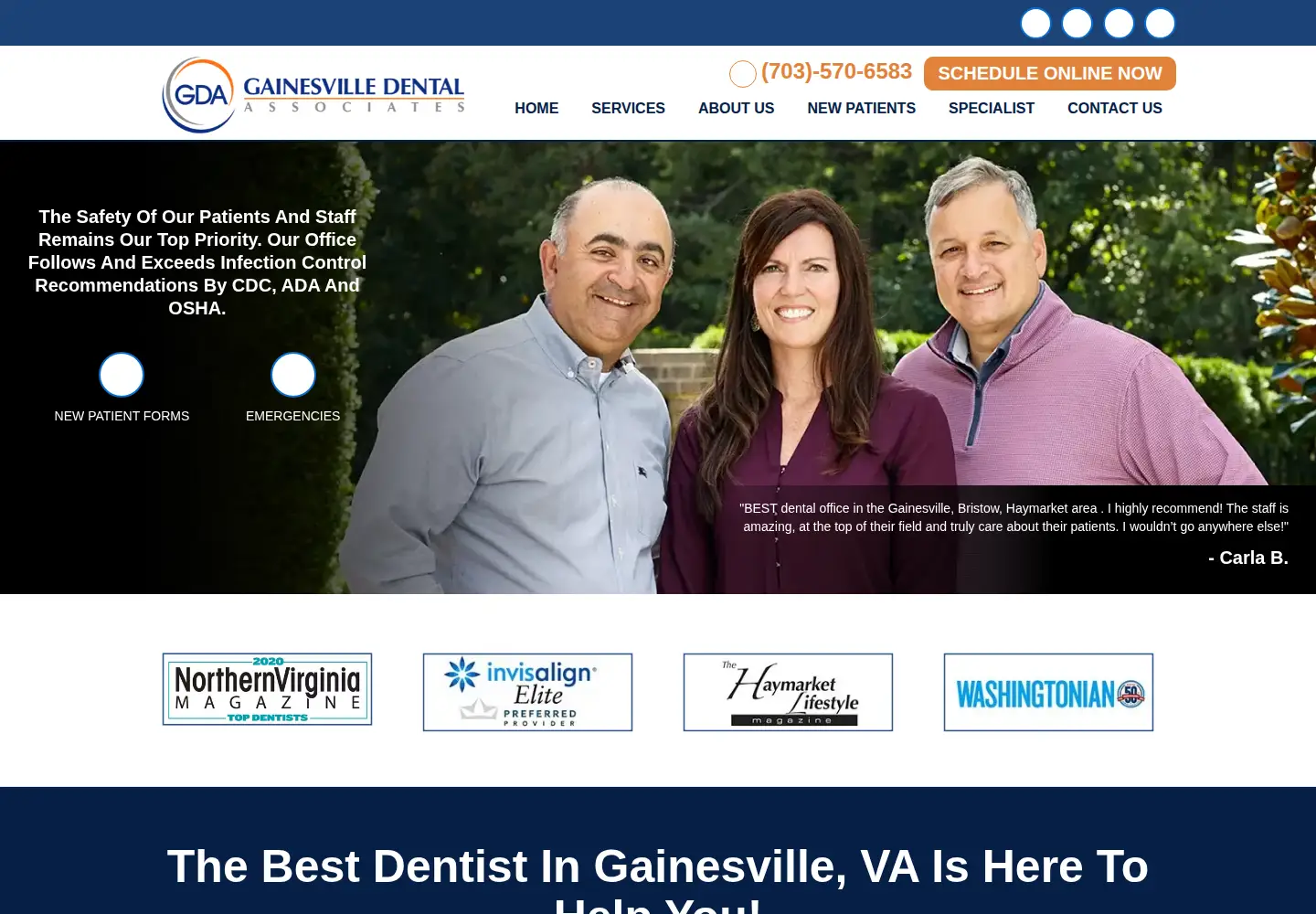 Screenshot of gainesvilledentalassociates.com