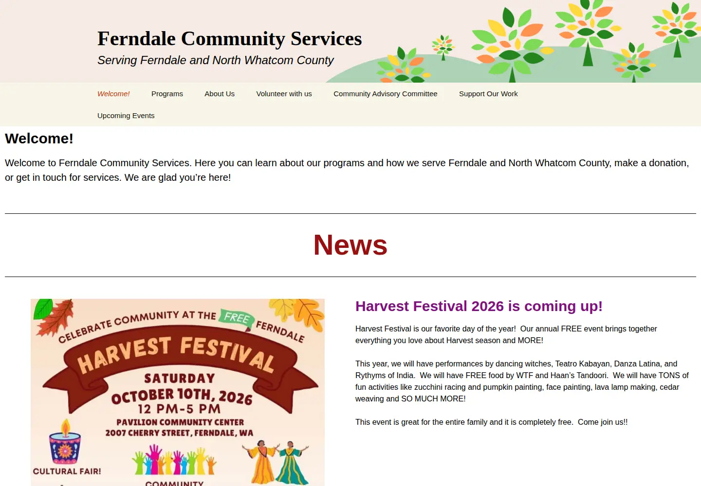 Captured homepage of ferndalecs.org in the current scan