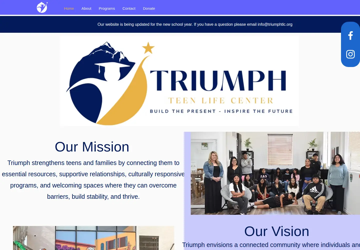Captured homepage of triumphtlc.org in the current scan