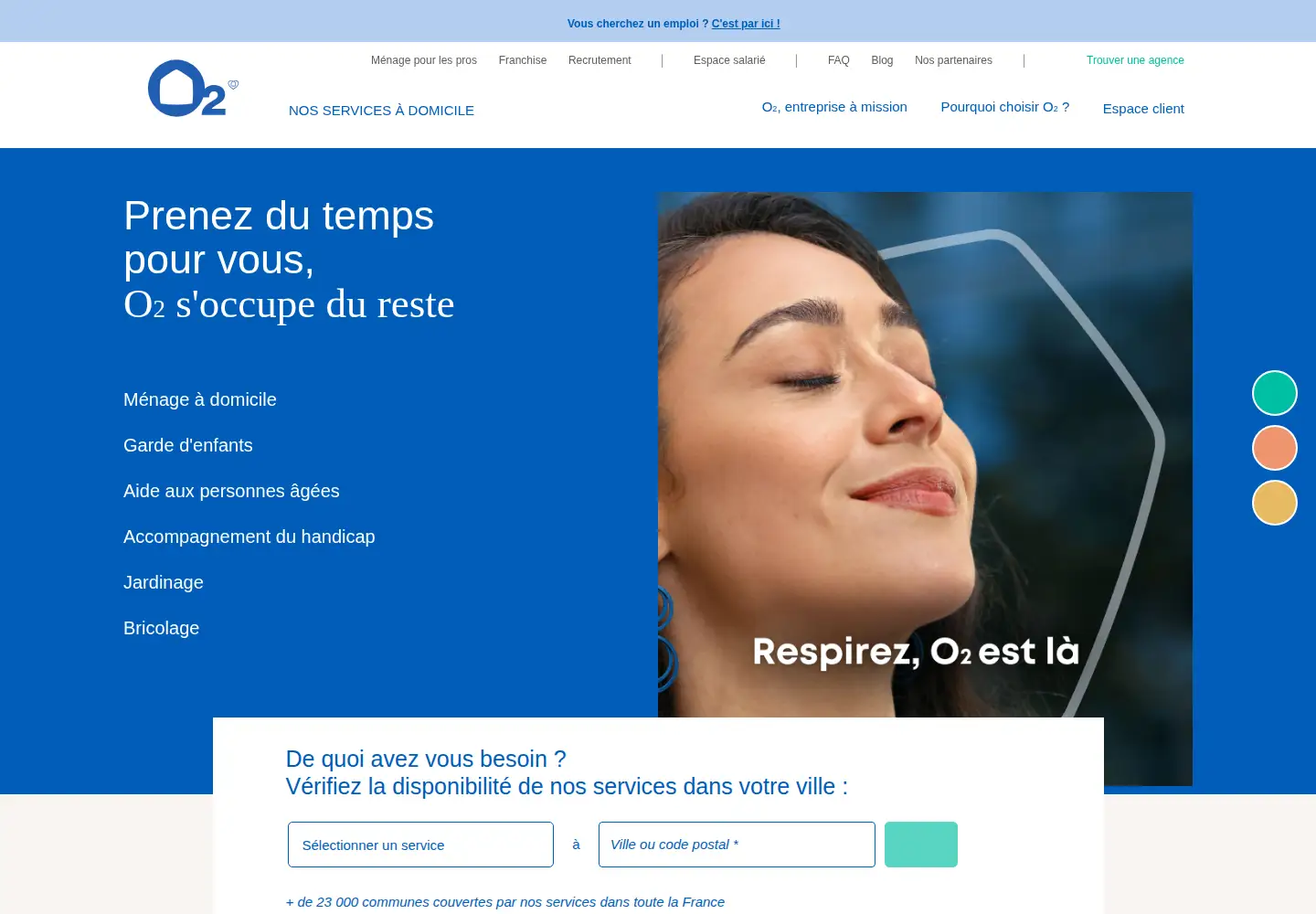 Captured homepage of o2.fr in the current scan