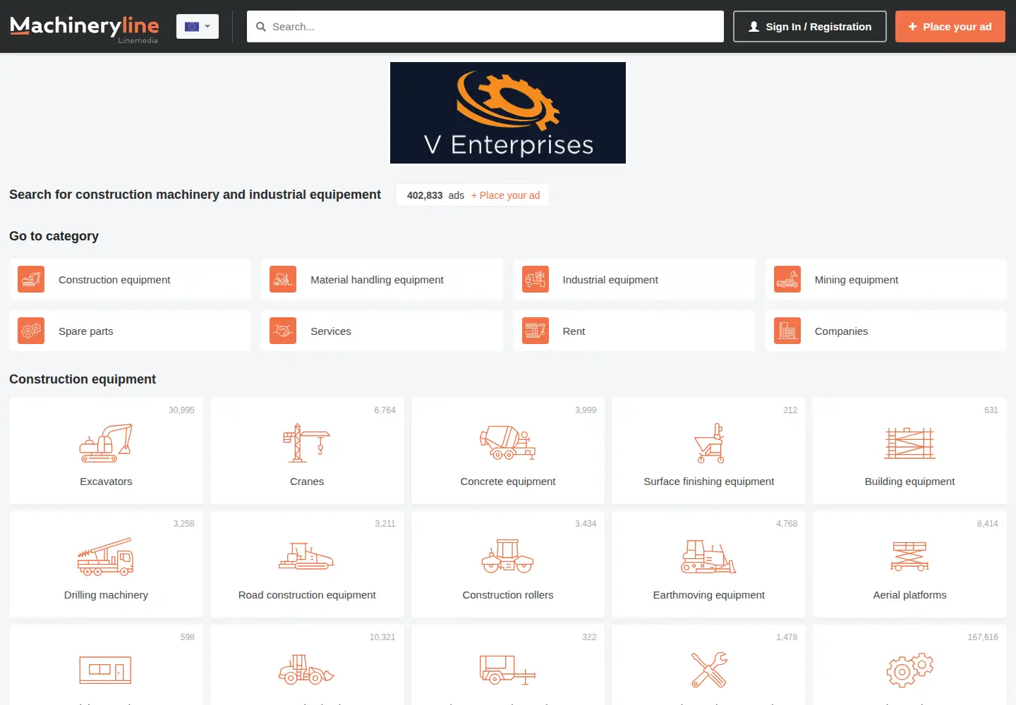 Screenshot of machineryline.info
