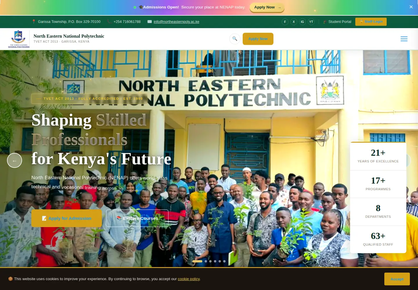 Screenshot of northeasternpoly.ac.ke