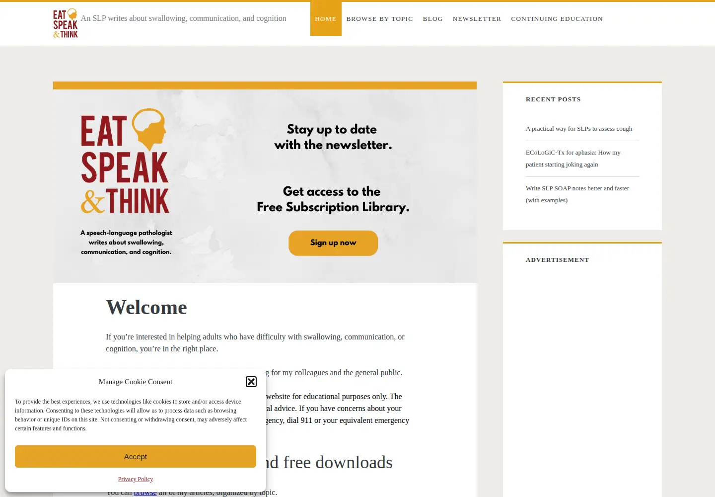 Captured homepage of eatspeakthink.com in the current scan