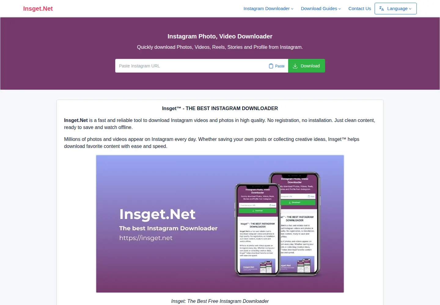 Screenshot of insget.net