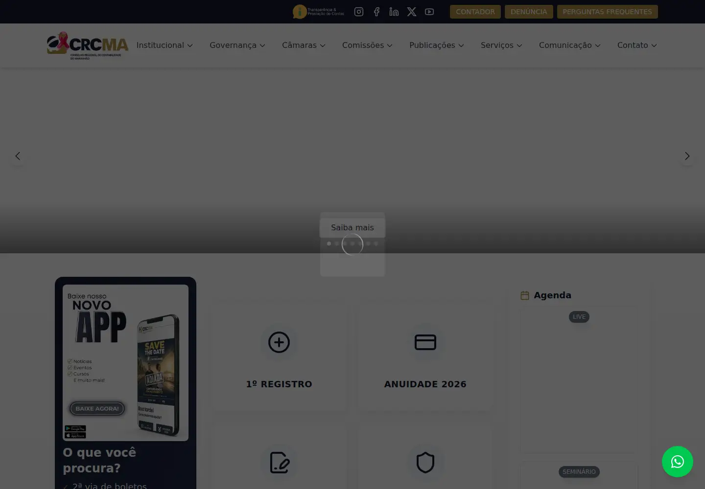 Captured homepage of crcma.org.br in the current scan