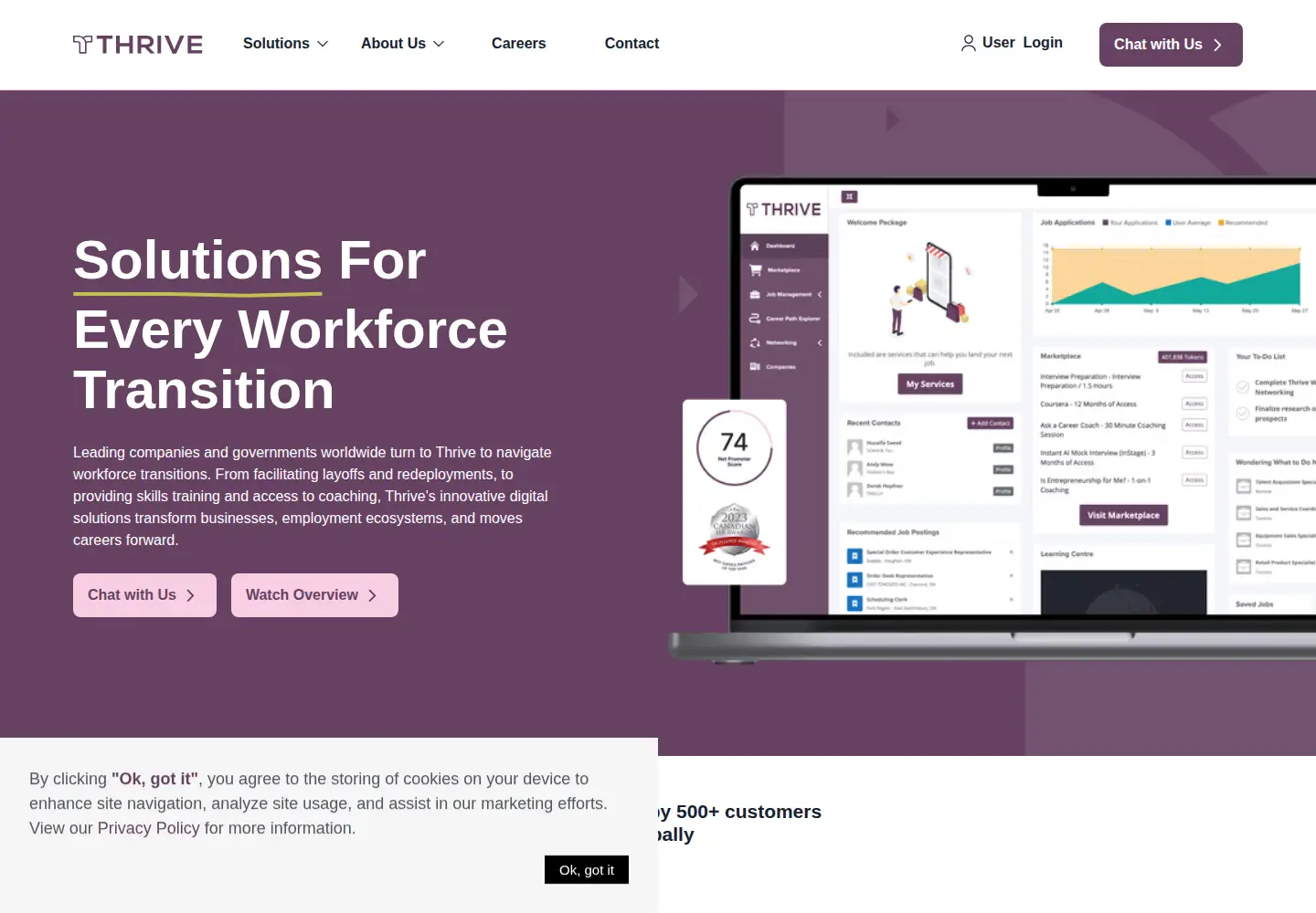Screenshot of thrivemycareer.com