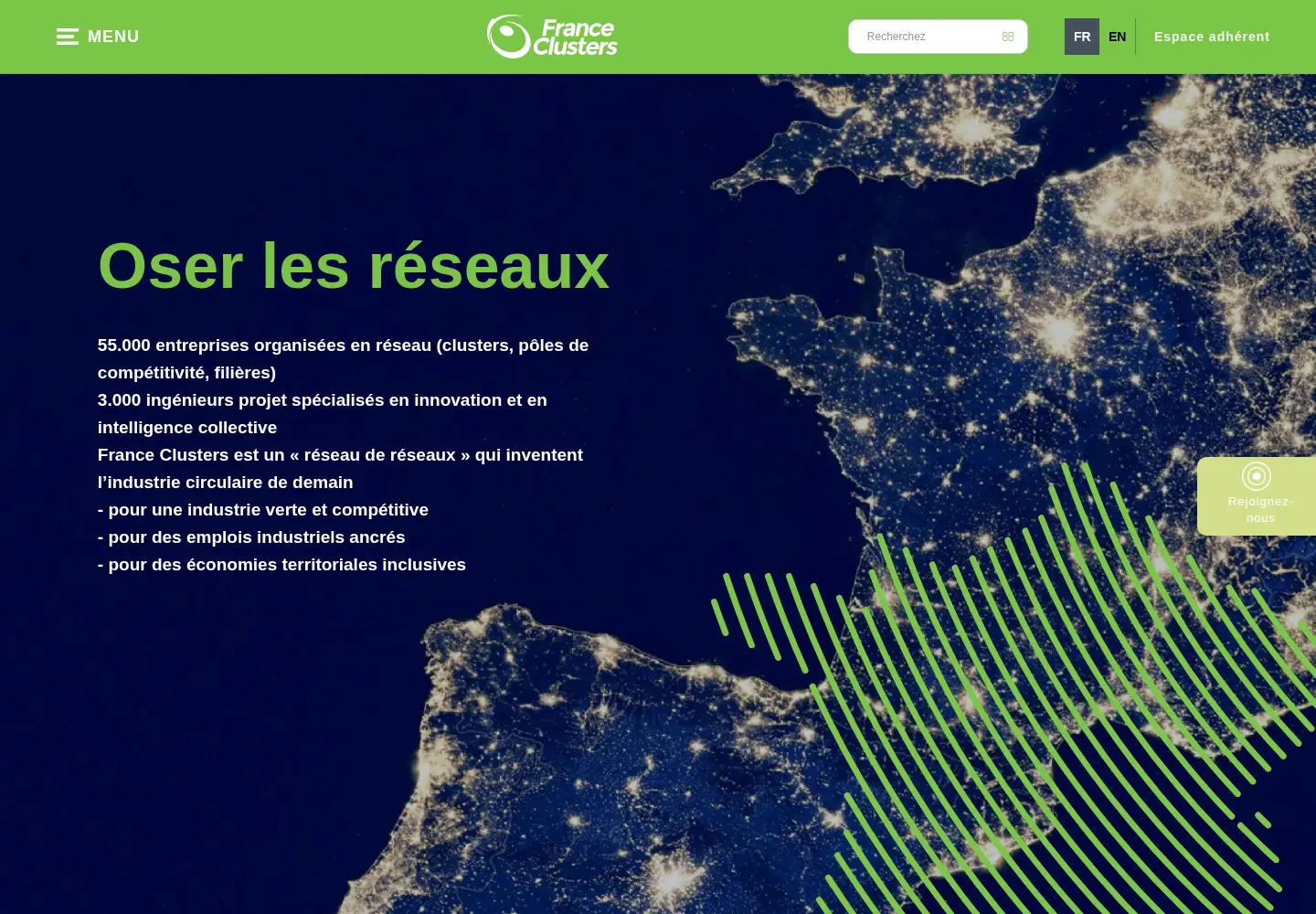Screenshot of franceclusters.fr