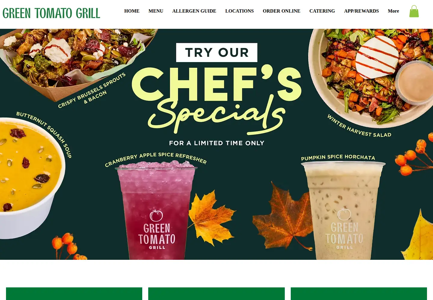 Captured homepage of greentomatogrill.com in the current scan