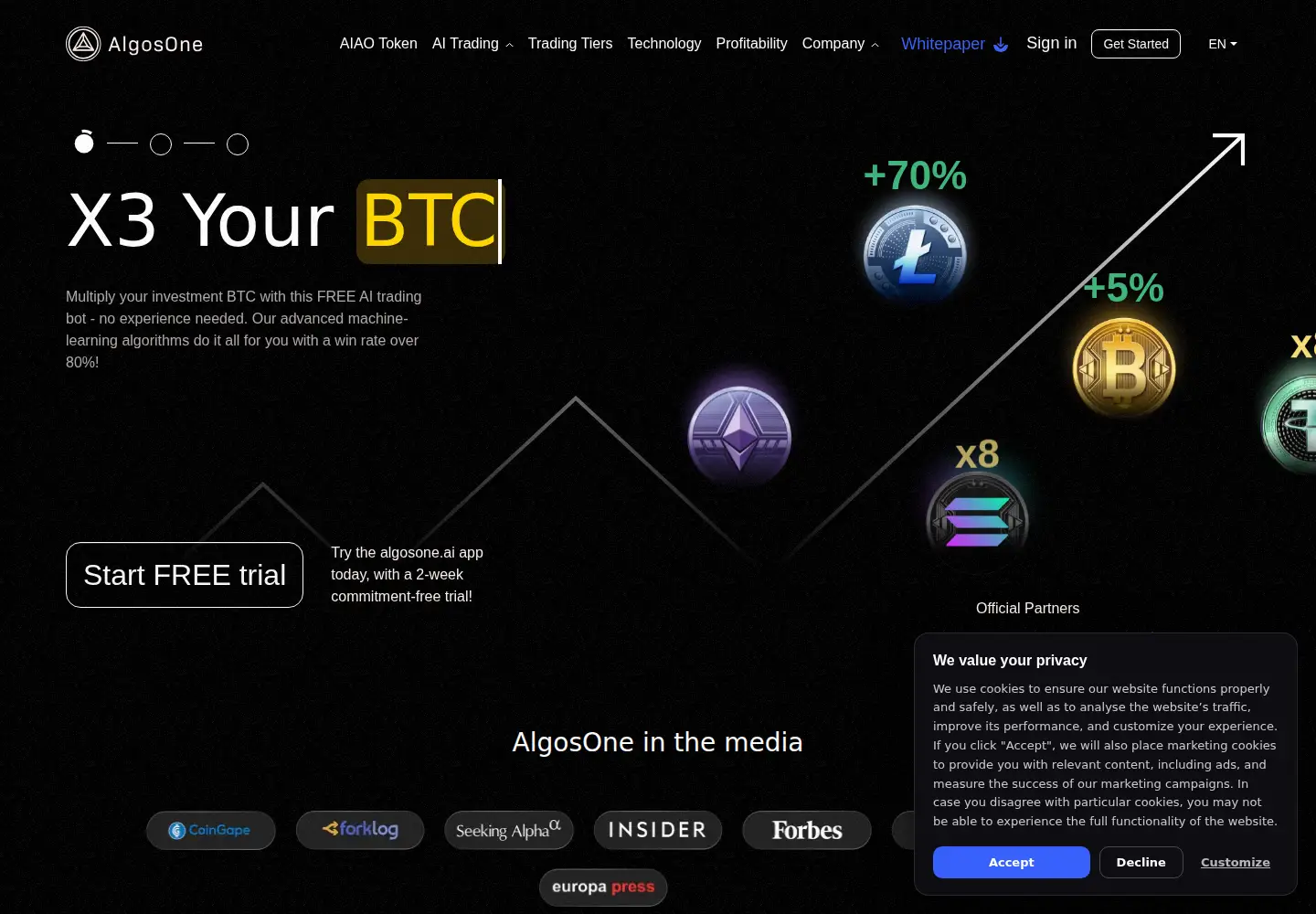 Screenshot of algosone.ai