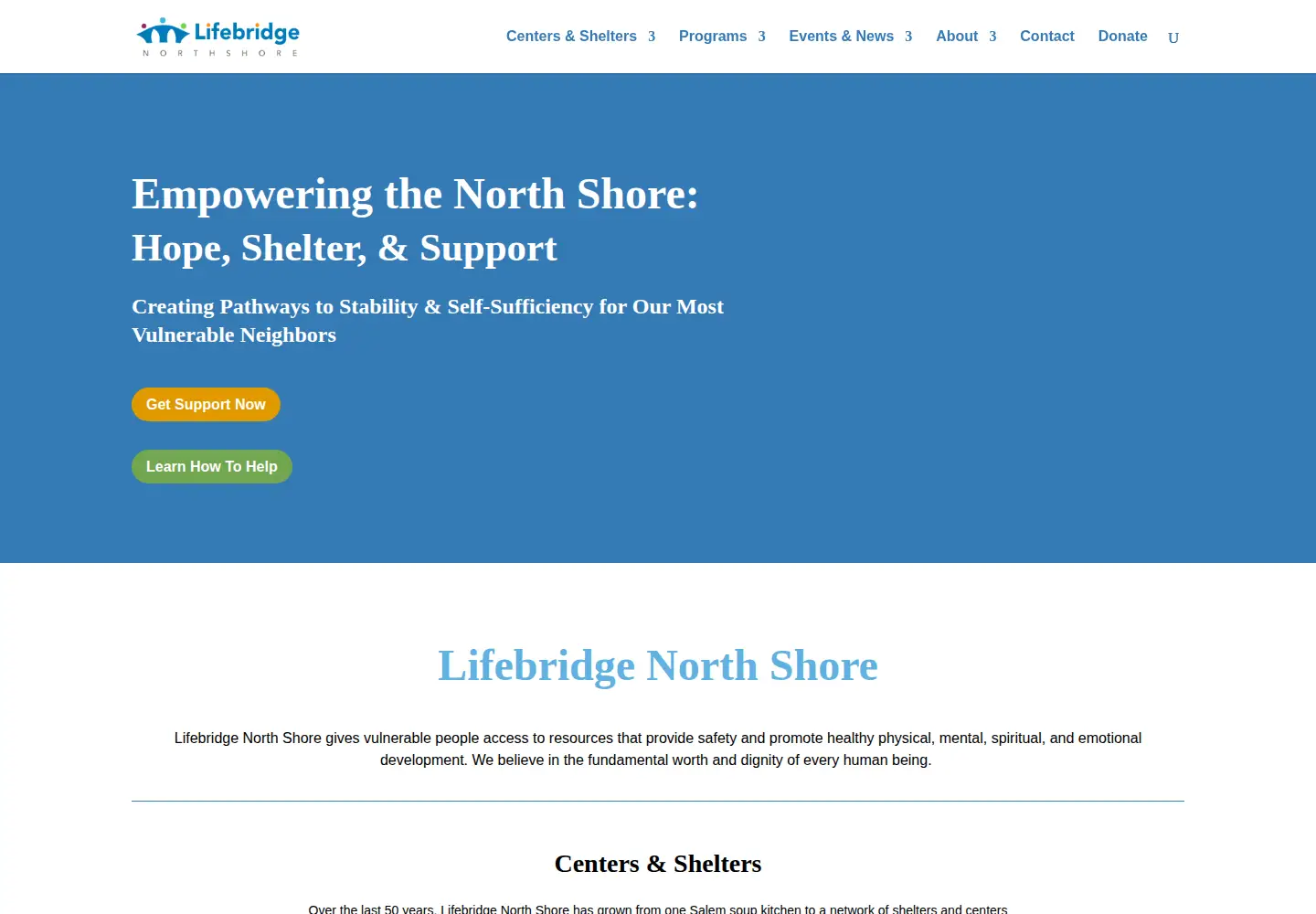 Screenshot of lifebridgenorthshore.org