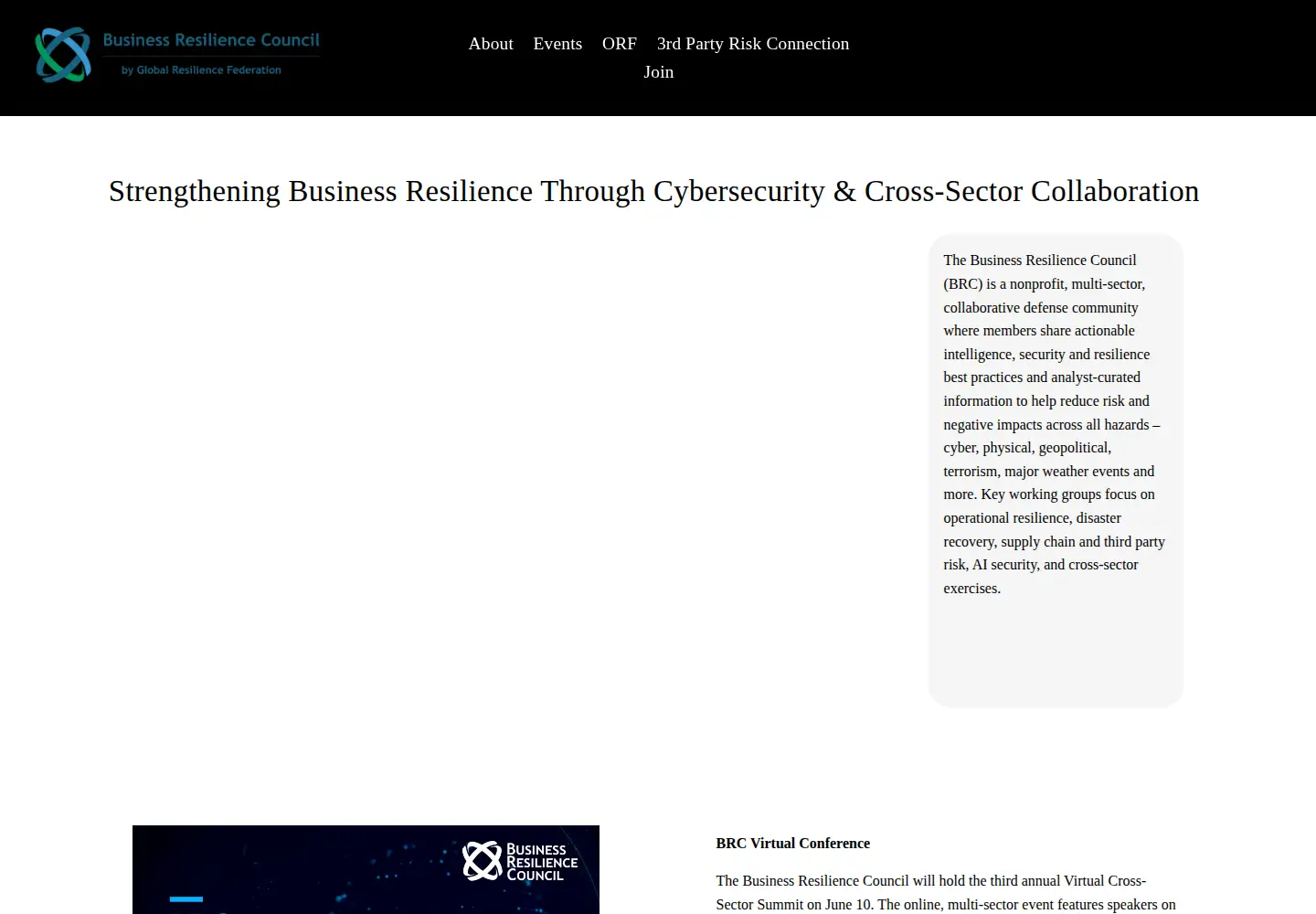 Captured homepage of grfbrc.org in the current scan