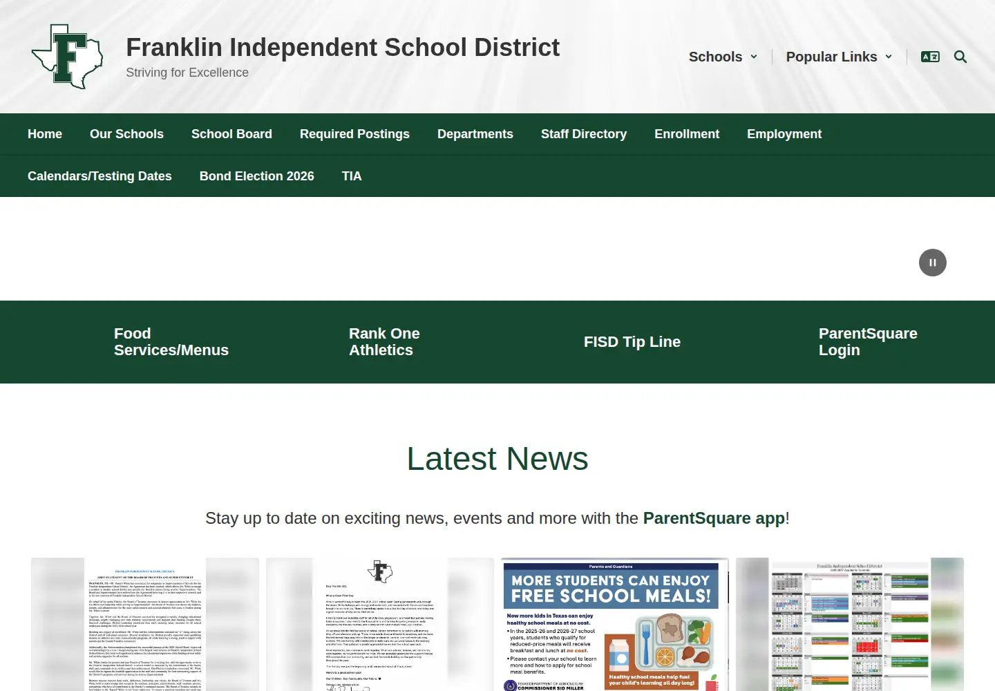 Captured homepage of franklinisd.net in the current scan