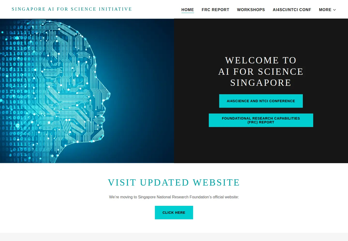 Captured homepage of ai4science.sg in the current scan
