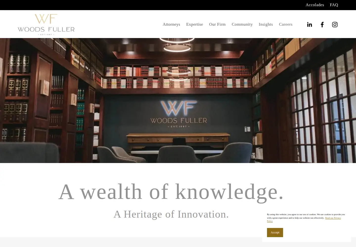 Captured homepage of woodsfuller.com in the current scan