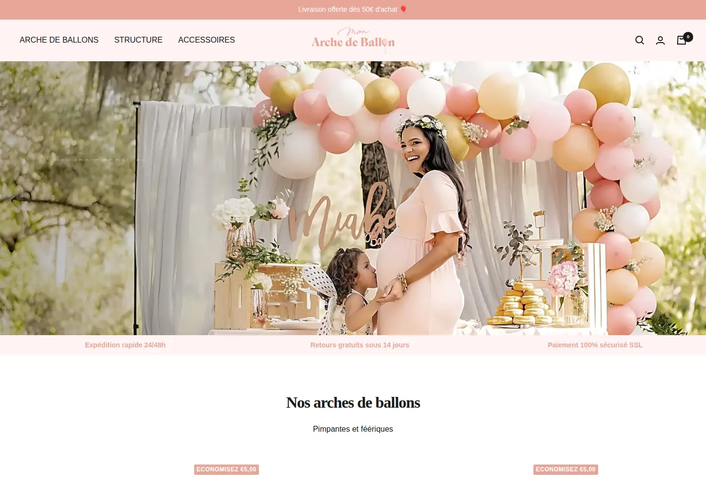 Captured homepage of mon-arche-de-ballon.fr in the current scan