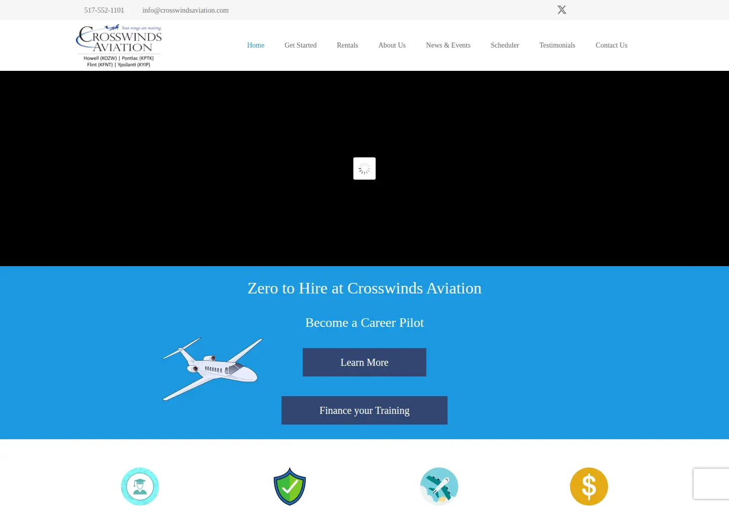 Captured homepage of crosswindsaviation.com in the current scan