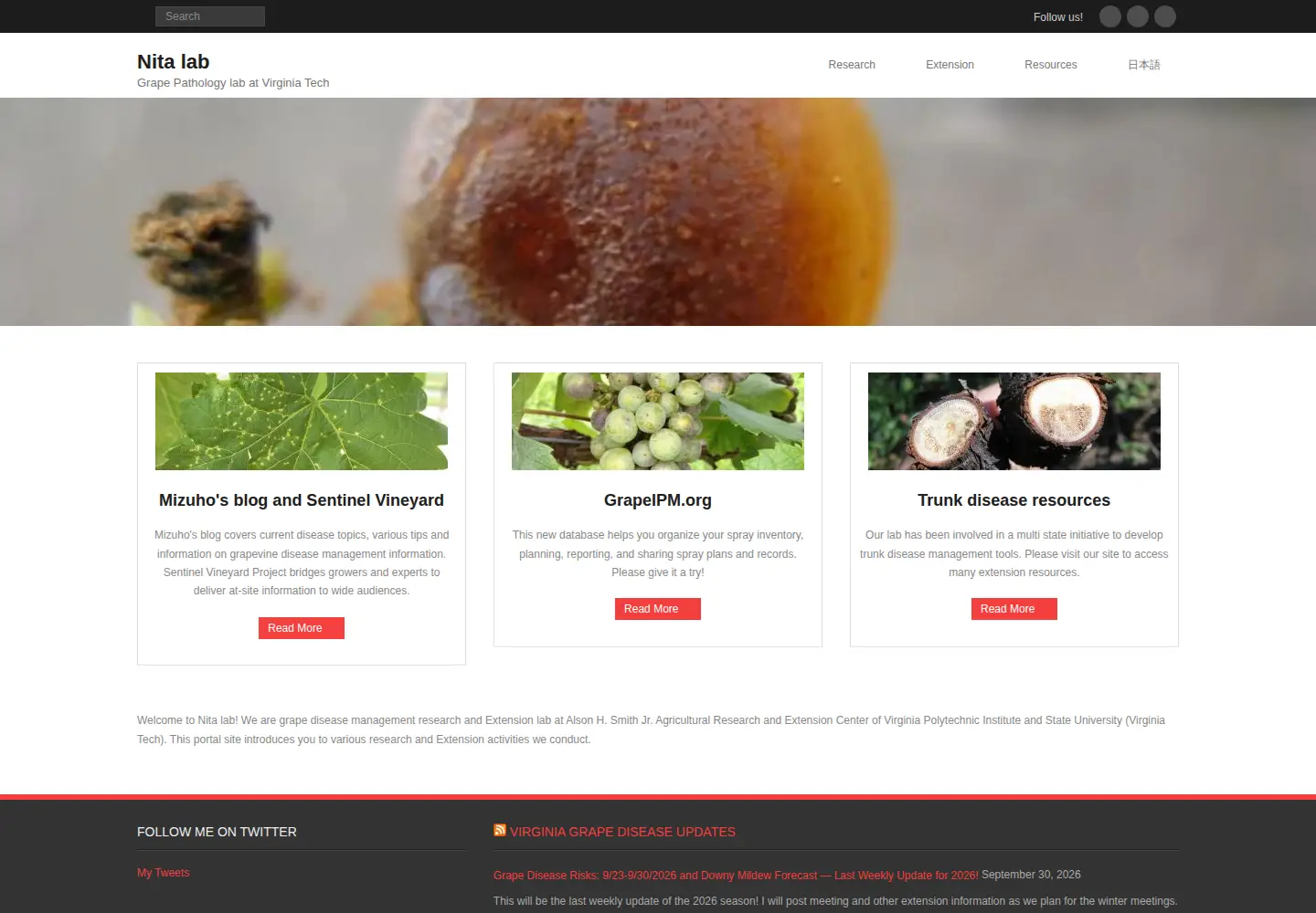 Screenshot of grapepathology.org