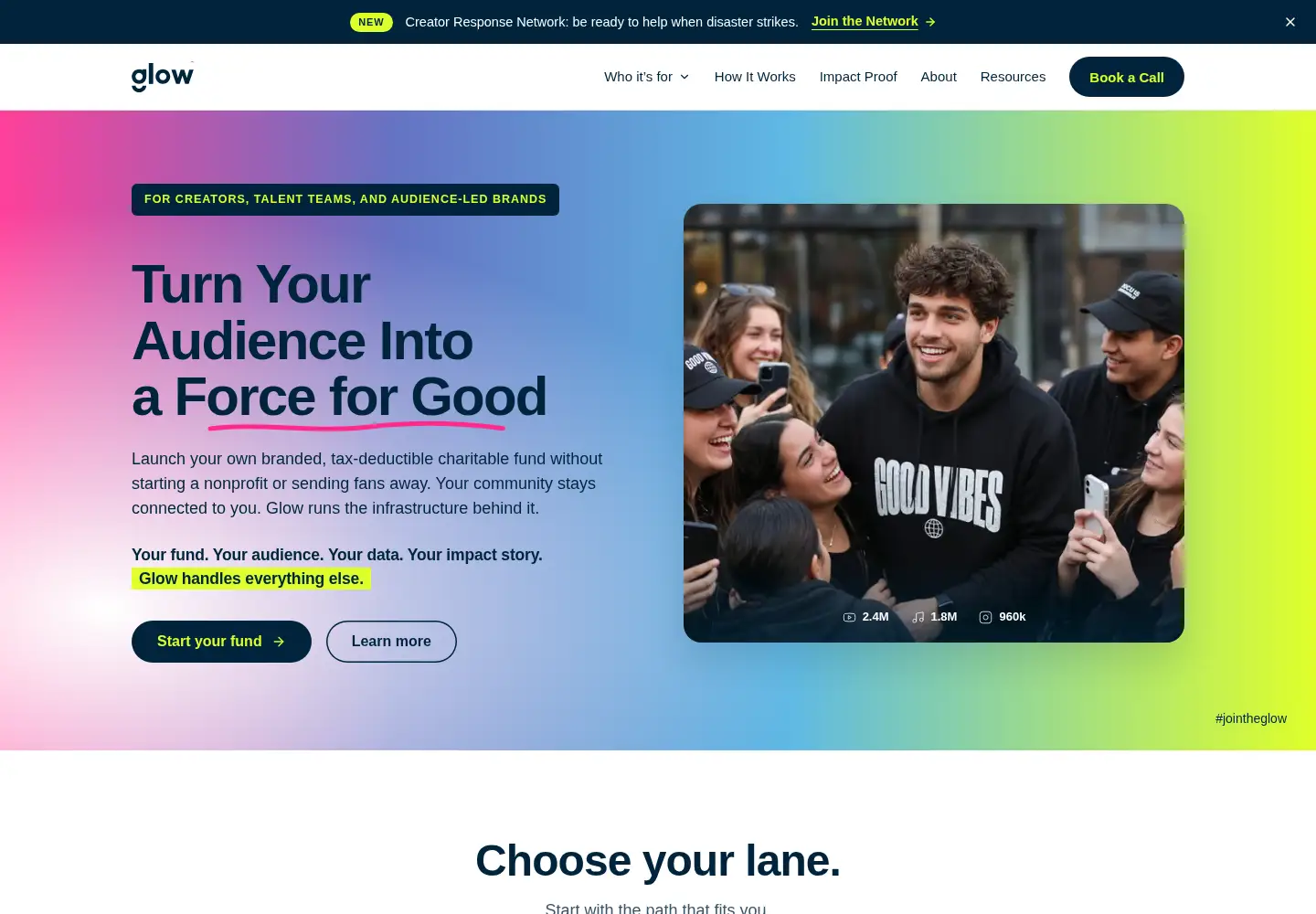 Screenshot of jointheglow.com