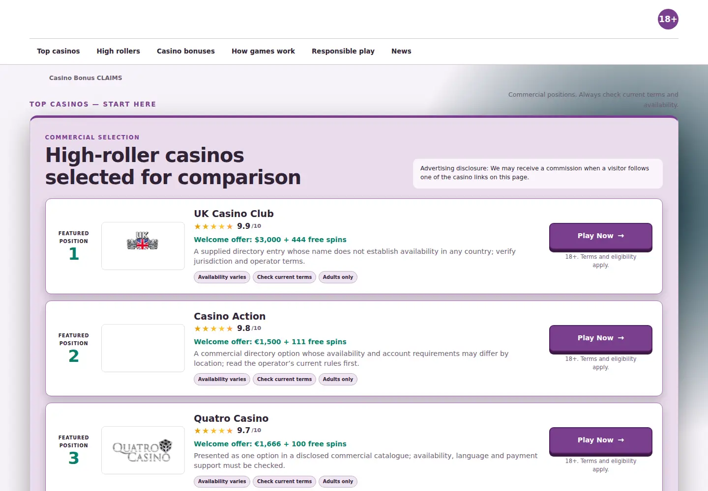 Screenshot of casinobonus.claims