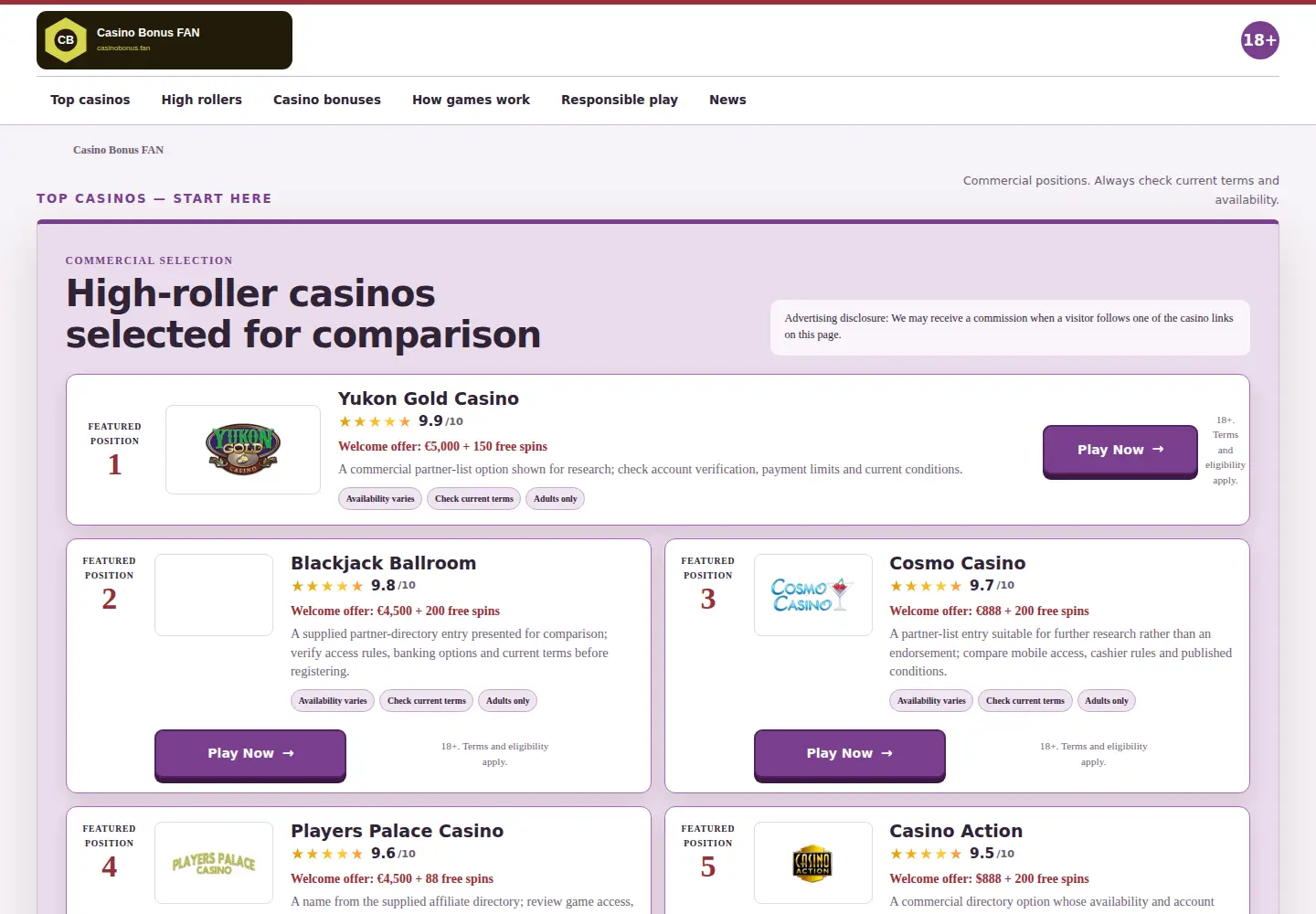 Screenshot of casinobonus.fan