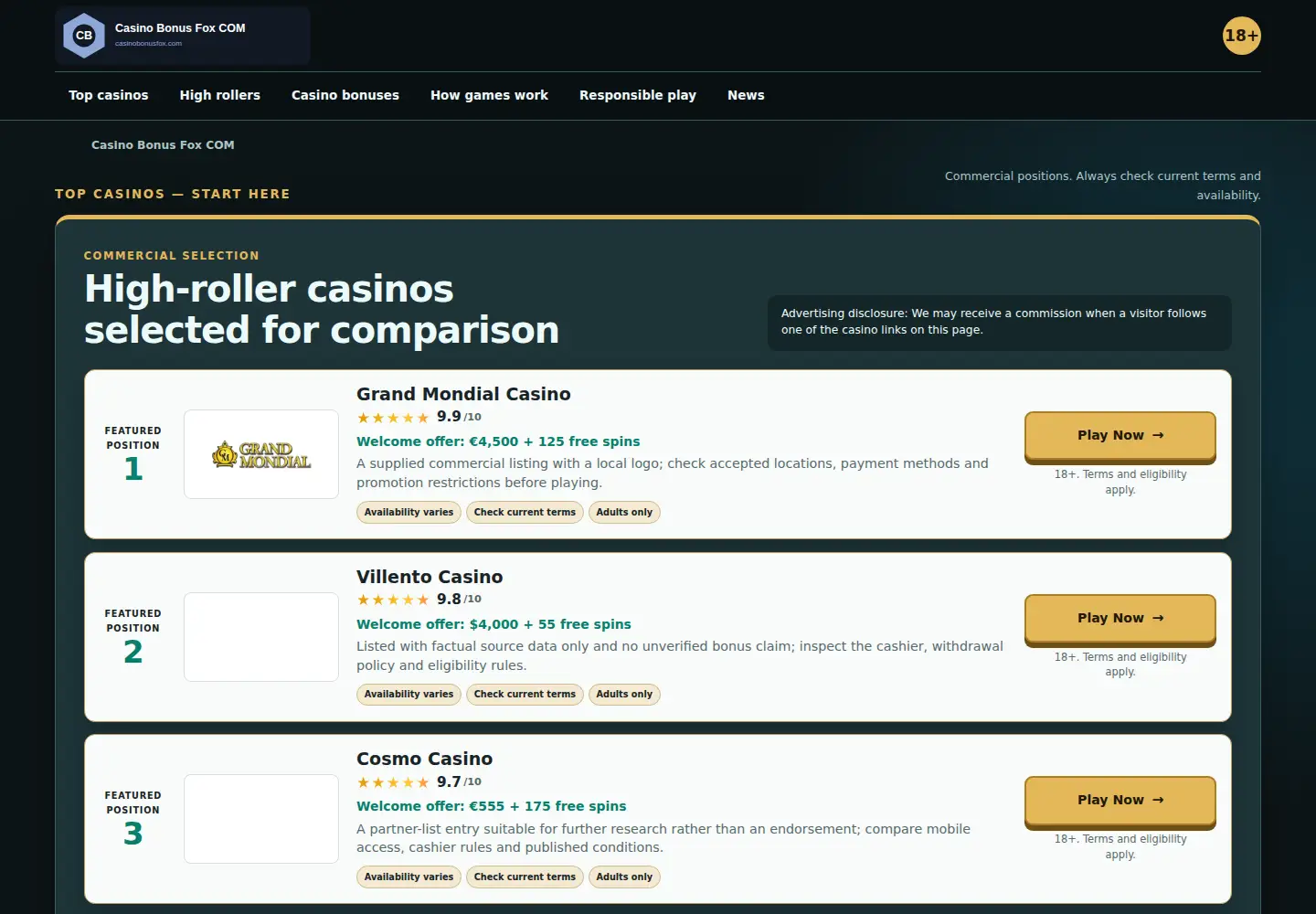 Screenshot of casinobonusfox.com