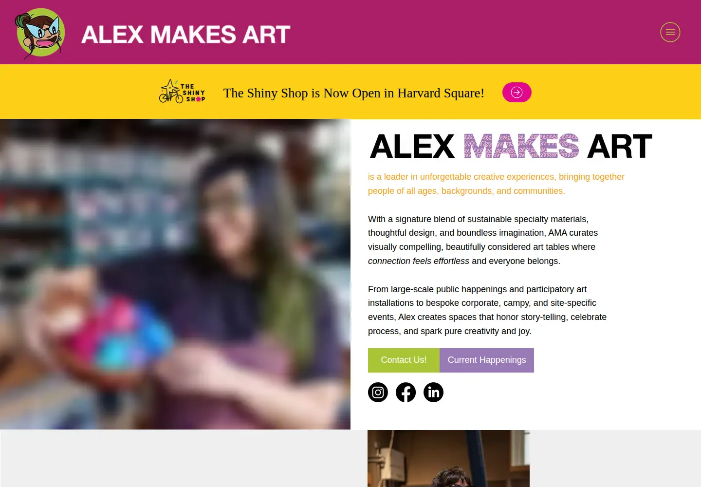 Screenshot of alexmakesart.com
