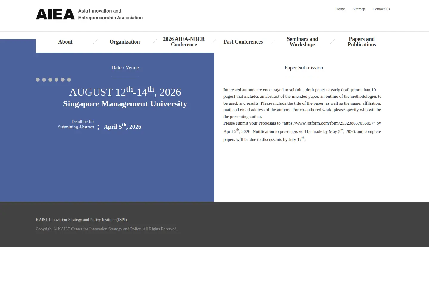 Captured homepage of aiea.org in the current scan