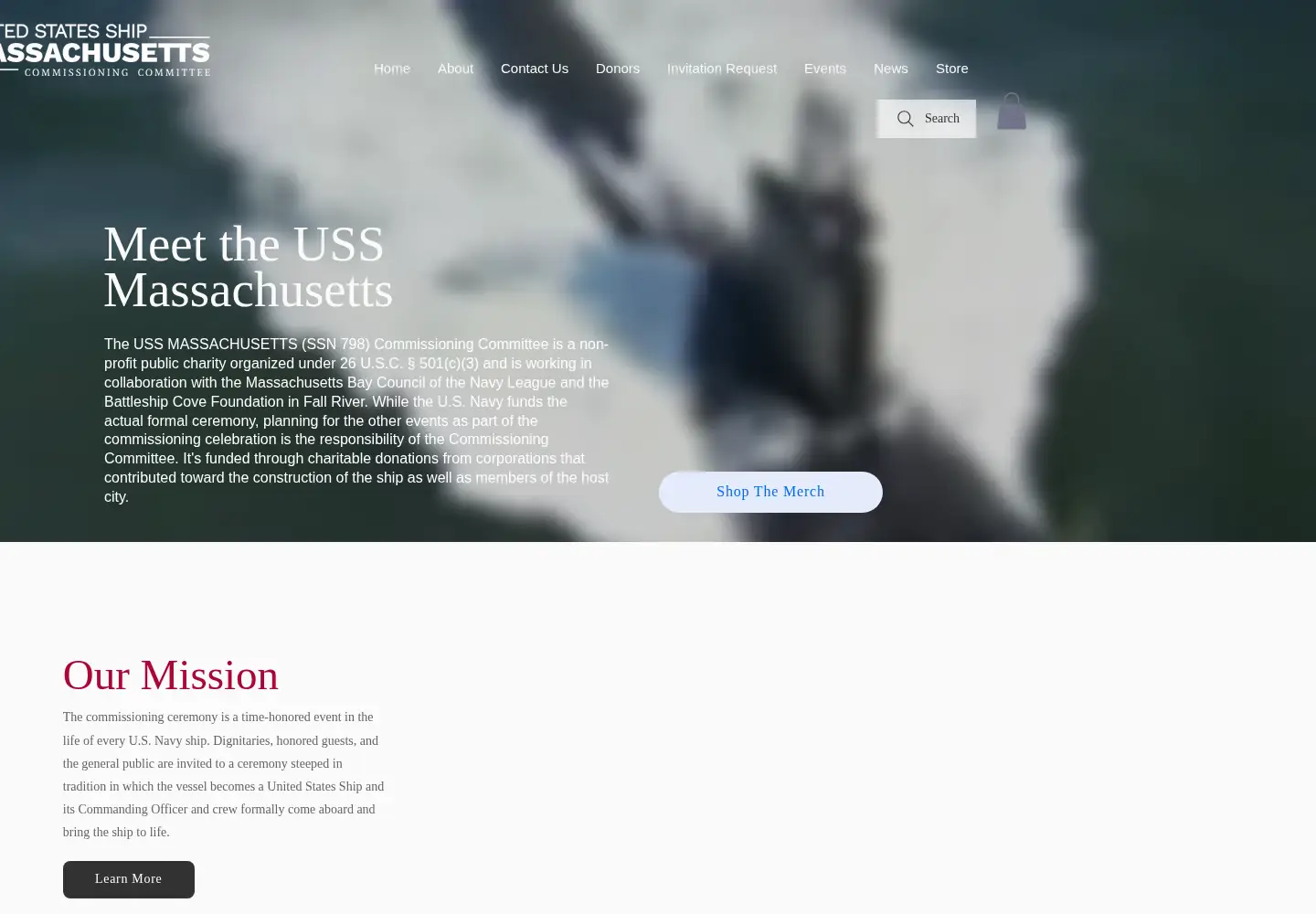Captured homepage of ussmassachusetts.org in the current scan