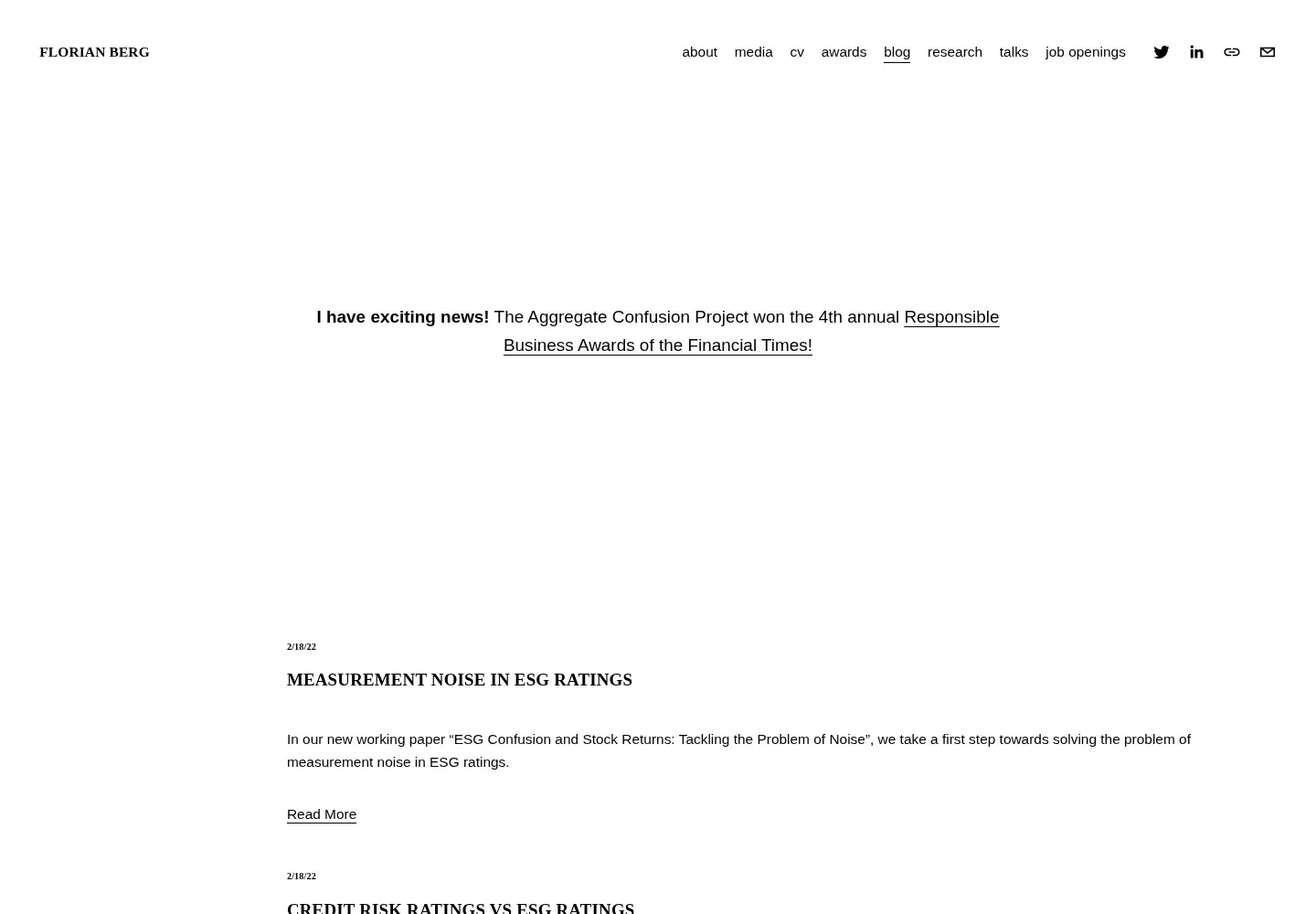 Captured homepage of florianberg.io in the current scan