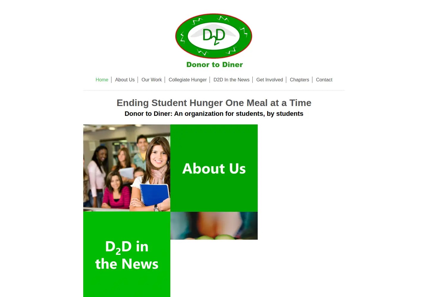 Captured homepage of donortodiner.org in the current scan