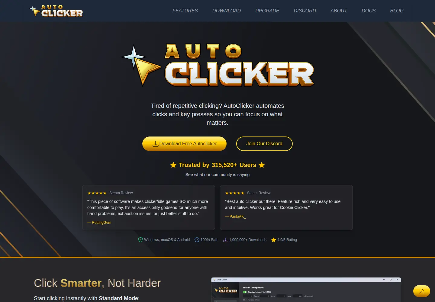 Captured homepage of autoclicker.com in the current scan
