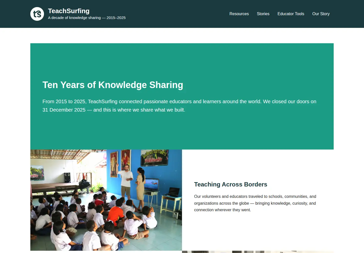 Screenshot of teachsurfing.org