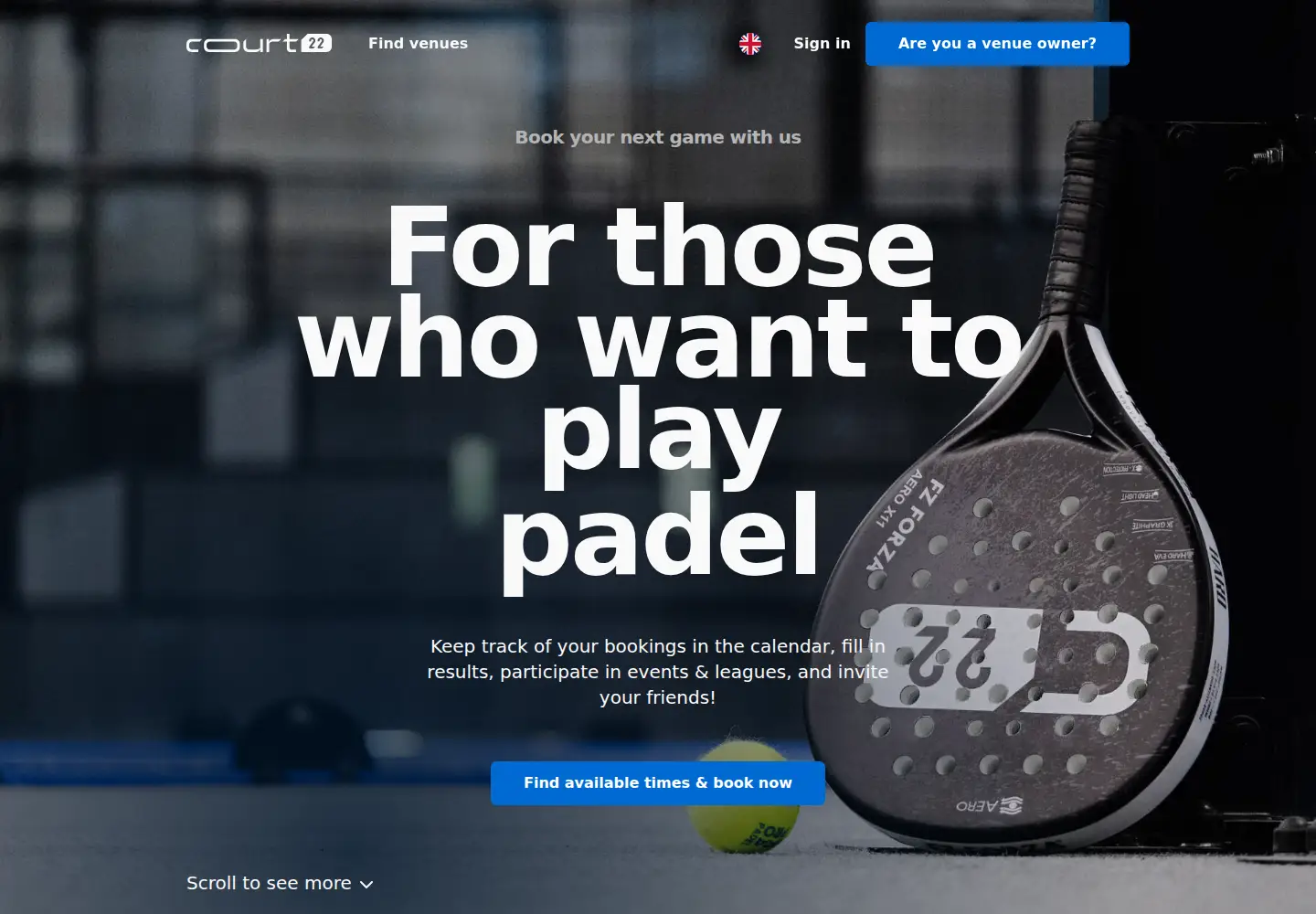 Captured homepage of court22.com in the current scan