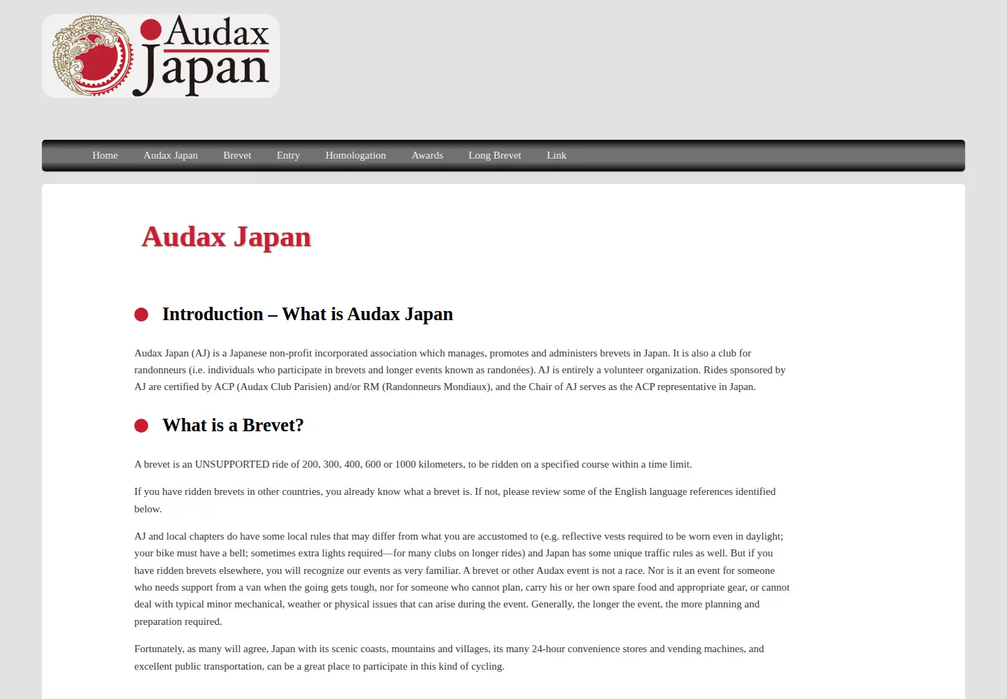 Screenshot of audax-japan.org