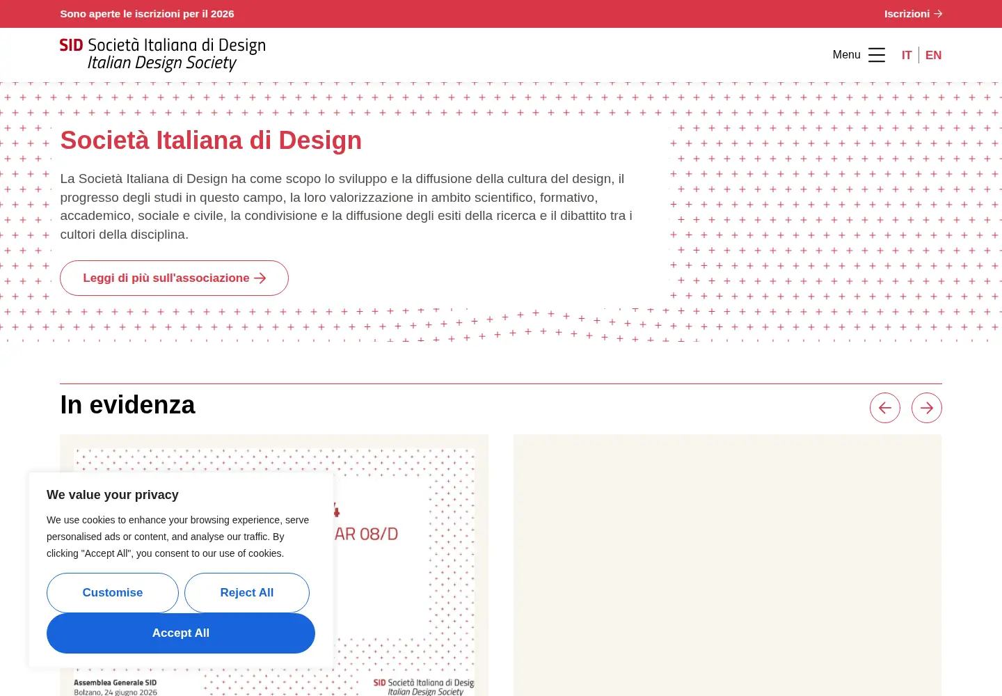 Screenshot of societaitalianadesign.it