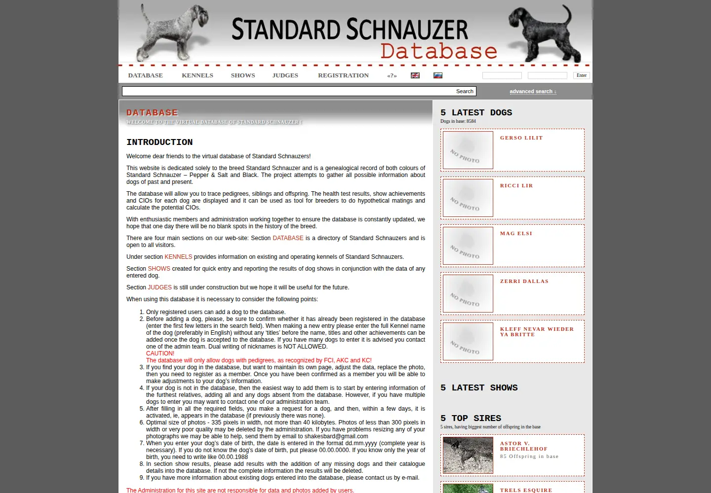Screenshot of standard-schnauzer.info