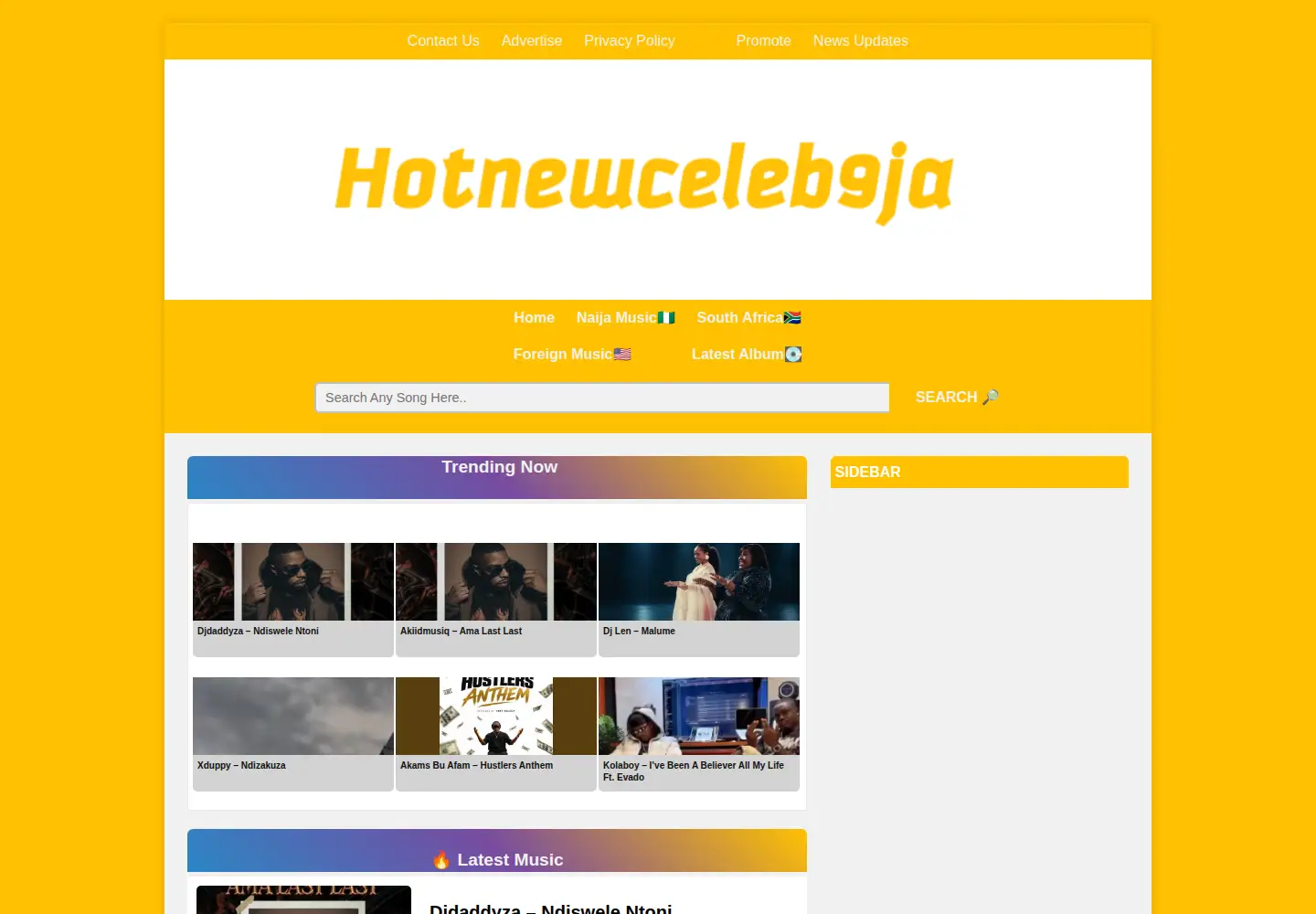 Captured homepage of hotnewceleb9ja.com.ng in the current scan