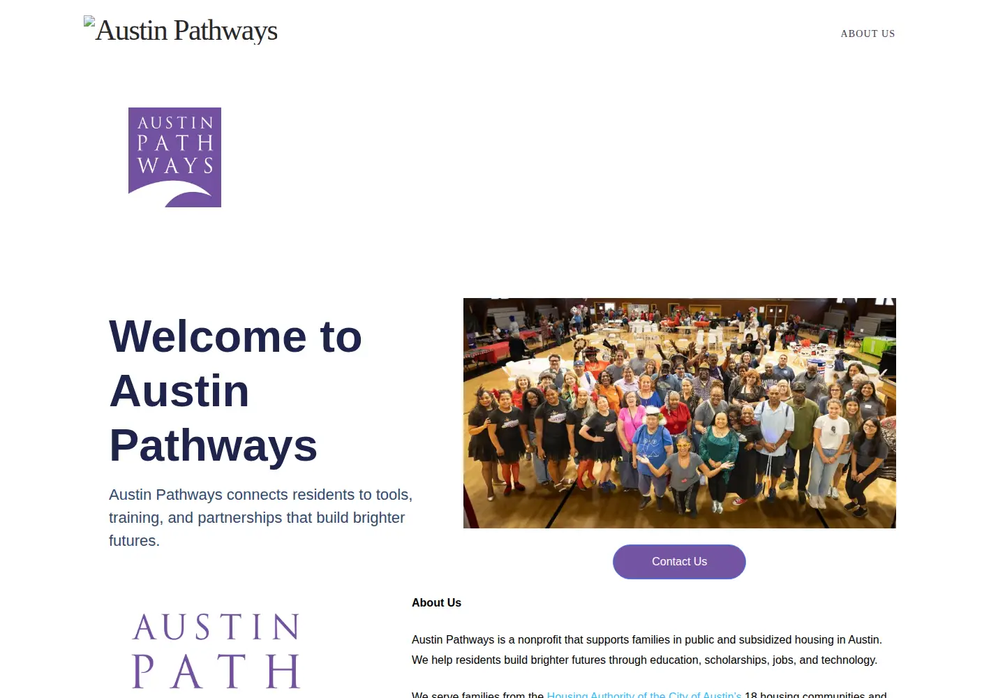 Captured homepage of austinpathways.org in the current scan